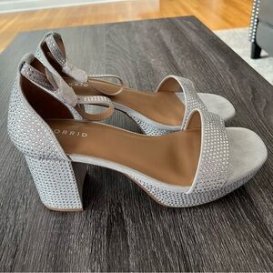 🆕 Torrid Light Gray Rhinestone Studded Suede Heels | Size 10.5W